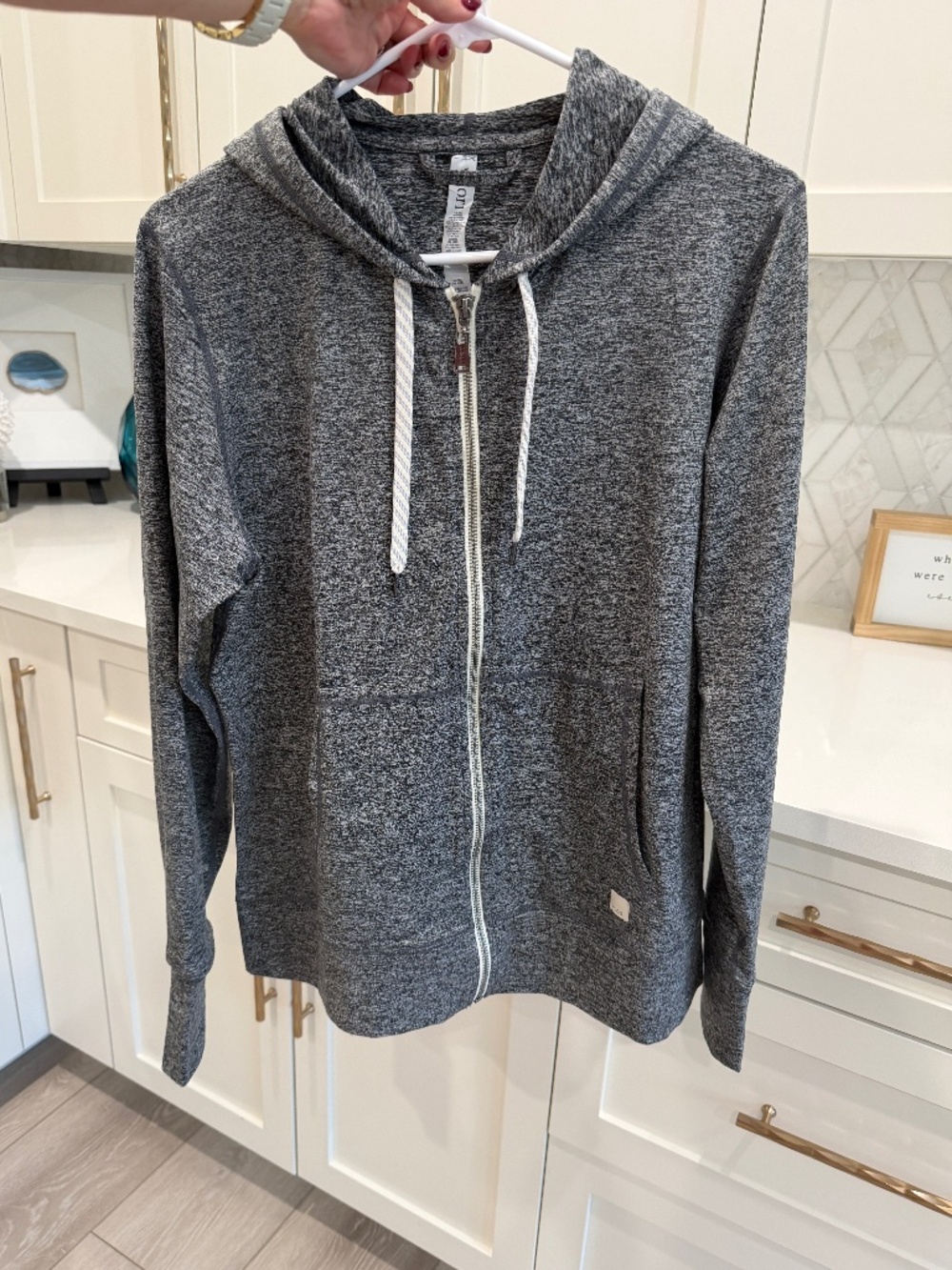 Vuori Halo Zip Up Hoodie, Black/White, Women's size L